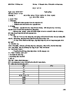 Giáo án Giải tích 12 nâng cao - Chương 3 Nguyên hàm, tích phân và ứng dụng